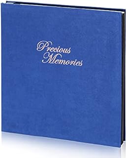 Photo Albums Scrapbook with Velvet Cover Self Adhesive Memory Book As Delicate Presents 13"×12.6" Large Album 40 Self-Stick Black Pages Hold 200 6x4 Photos