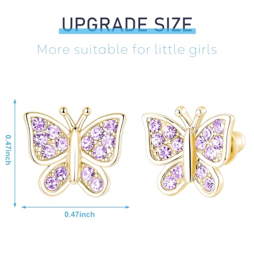 Image of Crystal Butterfly Earrings,Inlaid with Zirconia,Hypoallergenic Children's Diamond Silver Earrings,Birth Gift Birthday Valentine's Day Mother's Day Graduation Gift