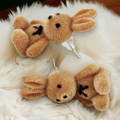 Image of Lucky Jewellery Designer Trendy Teddy And Rabbit Design Earring Stylish Teddy Bear Stud Earing | Cute Cartoon Earrings For Girls & Women (CHEP-TEDDY-PARENT)