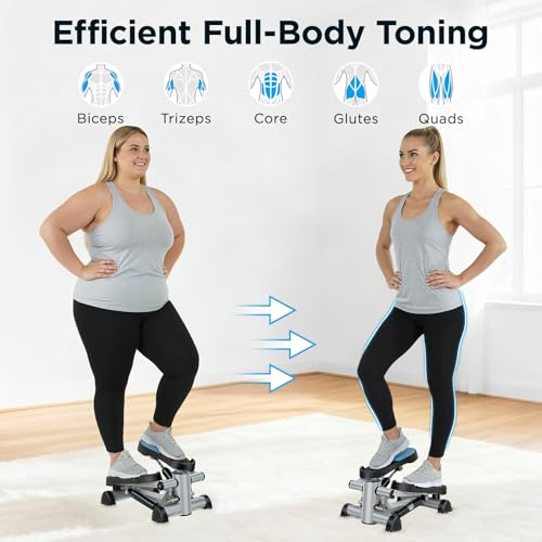 Image of Efitment Mini Stepper for Exercise at Home, Twist Stair Stepper with Resistance Bands, LCD Monitor, Compact Cardio Step Machine for Full Body Workout