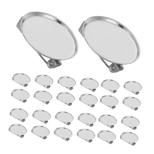 FOMIYES 100pcs Brooch Clasp Pin Backs with Round Trays Dual Purpose Bezel Trays for DIY Jewelry and Accessories Durable Craft Supplies for Brooch Making