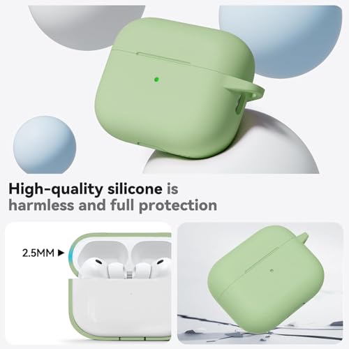 Image of Meyaar for AirPods Pro 3 Case 2025 with Cleaner Kit,Soft Silicone Protective Cases for Apple AirPods Pro 3rd Generation Case for Women Men,AirPod Pro 3 Accessories with Keychain(Pastel Green)