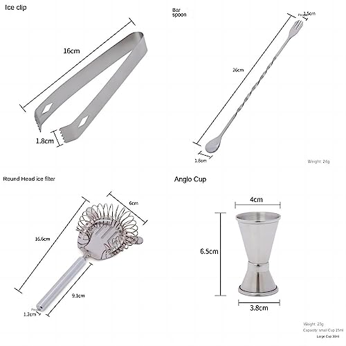 Set de Coctelera Kit Bartender Acero Inoxidable Con Soporte miniatura 3