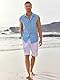 Runcati Leinenhemd Herren Ärmellos Umlegekragen Hemd Männer Strand Sommerhemd Freizeit Tank Top Basic Shirt Weste mit Tasche, Azurblau, M