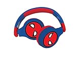 Lexibook HPBT010SP Spiderman 2-in-1-Bluetooth-Kopfhörer für Kinder-Stereo Wireless Wired, Kindersicher für Jungen Mädchen, faltbar, verstellbar, rot/blau