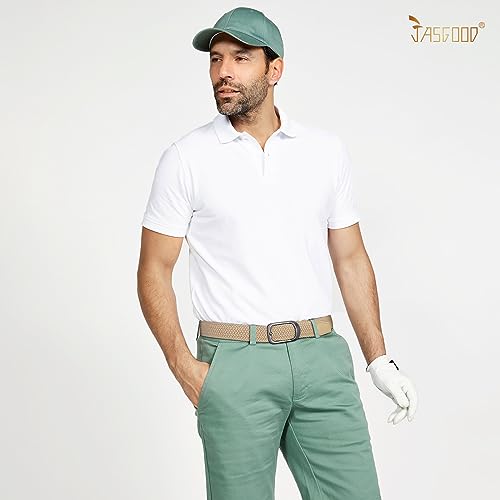 Image of JASGOOD Stretch Belt for Men, Men Women Elastic Woven Braided Belt 1 3 /8 Casual Belt Golf Belt for Jeans Pants