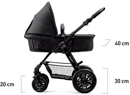 Kinderkraft Pram 3 in 1 Set MOOV, Travel System, Baby Pushchair, Rear and Front Facing, Foldable, with Infant Car Seat, Accessories, Rain Cover, Footmuff, Up to 3 Years, Gray