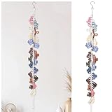 SNOWSTAR Macrame Hair Claw Clip Organizer with Rotating Hook and 20 Metal Rings,Hanging Hair Clip Holder and Storage for Women Girls,Claw Clips Hanger Home Decor for Wall,Door,Closet