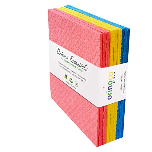 Orinoco River Paño de Cocina Sueco | Celulosa Natural Ecológico Reutilizable Biodegradable Compostable Esponja de Limpieza | Cocina Baño Hogar o Uso Profesional | Multicolor 9 Paquete