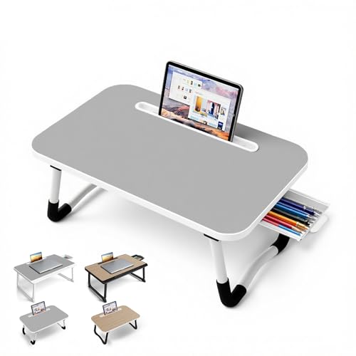 Laptop Bed Desk - Small Laptoptisch für Frühstück im Bett, Arbeitszimmer, Büroarbeit, Gaming, Schreiben & Lesen, Tabletttisch für Sofa, Couch, Zuhause & Büro Laptopständer für Bett (Small Gray 48x30)