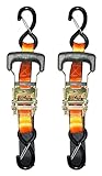 Everest 1' x15' Orange Ratchet 2pk 1000lbs WLL - Cargo Straps for Moving Appliances, Lawn Equipment - Motorcycle Tie Downs - Cargo Straps for Trucks
