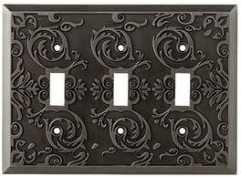 allen + roth Fairhope 3-Gang Antique Pewter Standard Toggle Metal Wall Plate