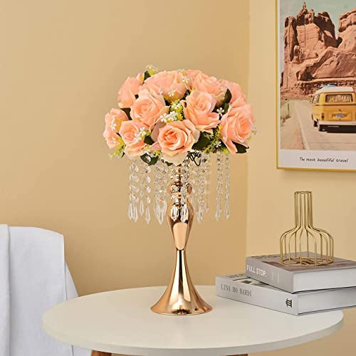 Vase centre de table mariage acrylique or stable et incassable 33cm - 3