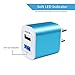 USB Plug in Wall Charger, Charging Block, 2Pack AILKIN 2.1A Fast Charge Dual Port Power Adapter Cube Box Brick Base Compatible with Phone, Pad, LG, Honor, Samsung, Kindle Fire, Blue, All USB - Blue