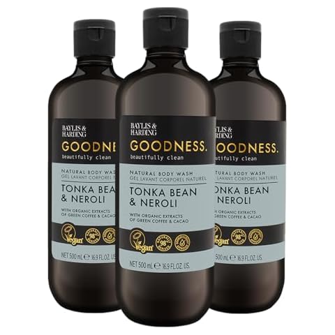 Baylis & Harding Liquid Body Wash Soap, Goodness, Tonka Bean & Neroli, 16.9oz/500ml (3-Pack) Cover