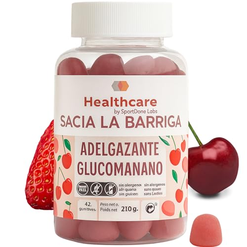 Gominolas con Glucomanano de Konjac | Sabor Frutas Rojas Natural | Para Rutinas de Control y Bienestar | Tomar Antes de las Comidas | Sin Azúcar | Sin Alérgenos | Sin Gluten ni Lactosa | 42 Gummies