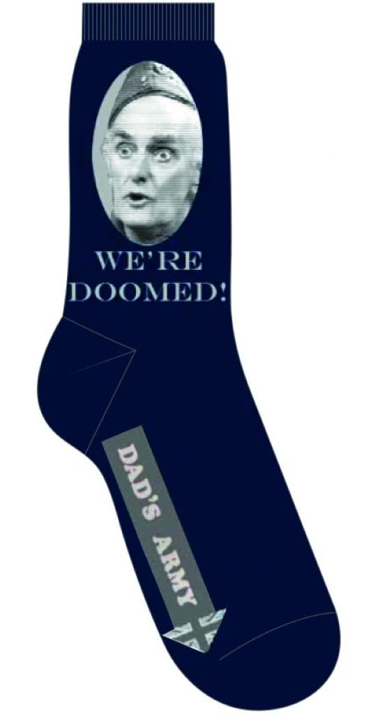 Spike Men's Blue Dad's Army 'We're Doomed' (Navy ) Socks (One Size = Uk 7-11)