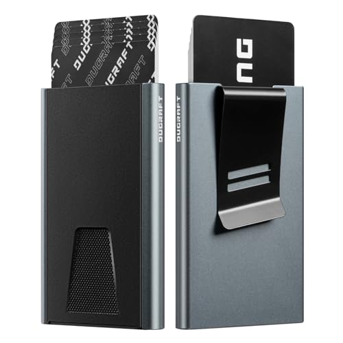 DUGRAFT Card Wallet for Men Credit Card Holder Minimalist Slim Wallet RFID Metal Pop Up RFID Blocking Wallet With Money Clip, Holds 5-6 Cards