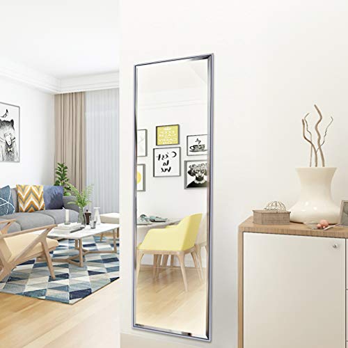 Petaflop 14X48 Inch Full Length Mirror Wall Mounted Or Over The Door Hanging, Large Body Mirror With Rectangular Framed For Bedroom Bathroom Living Room Decor, White #TOP2