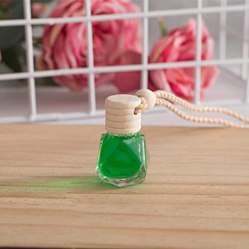 4Packs 8ml Hanging Car Air Freshener Perfume Bottle, Refillable Aromatherapy Fragrance Clear Empty Essential Oil Diffuser Pendant Auto Ornaments Decor Accessories with Wooden Caps (4Packs)