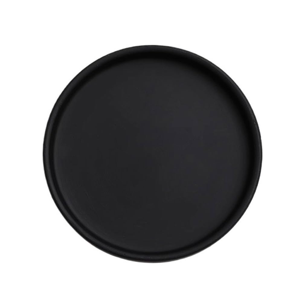 Pflanzen Tray Garten-Abtropfschale aus runder Pflanzenpalette Innenraum(Schwarz,Groß)