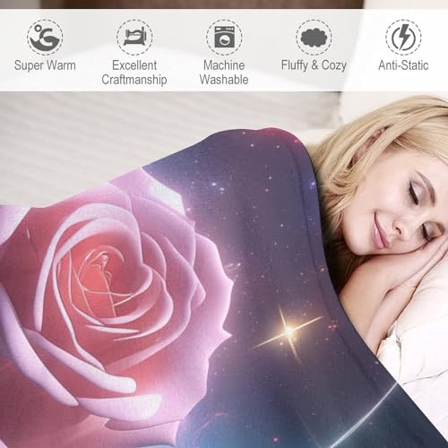 Couverture rose flannel lavable en machine pour éliminer le froid sur le lit - 4