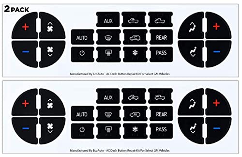 Ecoauto (2 Pack) Ac Dash Button Repair Kit - Best For Fixing Ruined Faded A/C Control Buttons - Decal Replacement Fits Select 07-14 Gm Vehicles - Made In Usa #TOP4