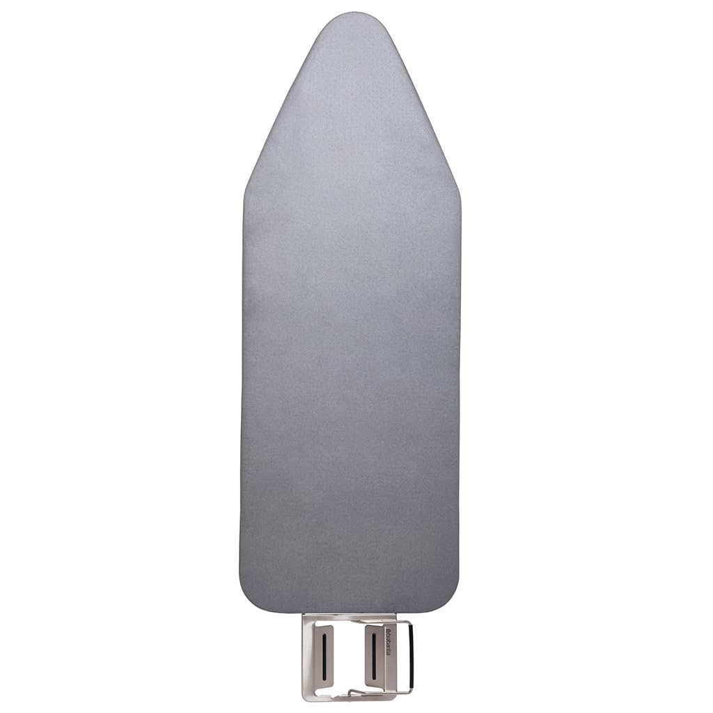 TIVIT Ironing Board Cover: Compatible with Brabantia Size C Replacement Cover, Alumitek Top Coating, Scorch Resistant, Thick Padding, 3 Fastener Straps, Pull Bungee, 49x18, Silver, Made in Italy