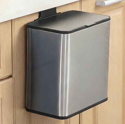 Caneca de basura metálica pequeña 7.2L para colgar puerta