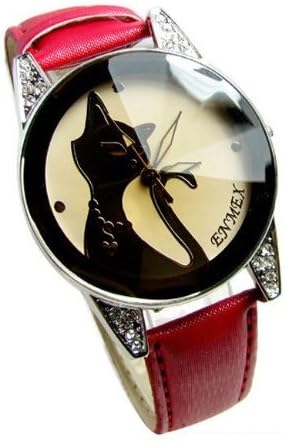 Womens Ladies Beautiful Pretty Cute Elegant Fashion Black Kitty Cat Bracelet Wrist Watch