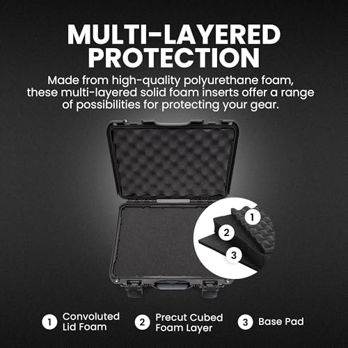 Image of NANUK 910 Hard Case with Customizable Cubed Foam, IP67 Waterproof, Dustproof and Impact Resistant, 14.3 inch x 11.1 inch x 4.7 inch, Rugged Construction for Ultimate Protection, Made in Canada - Black
