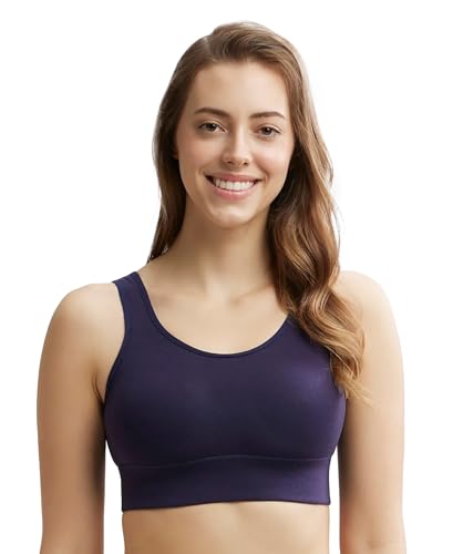 Image of Jockey JW12 Women Wirefree Padded Tencel Lyocell Elastane Stretch Full Coverage Lounge Bra with Stay Fresh Properties and Removable Pads