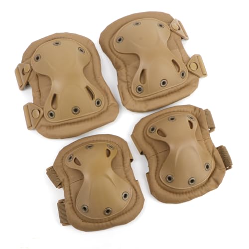 Rodilleras y coderas duras almohadilladas para combate táctico militar duro. Almohadillas de protección para seguridad en deportes de Ever Fairy., color caqui, tamaño Tamaño libre