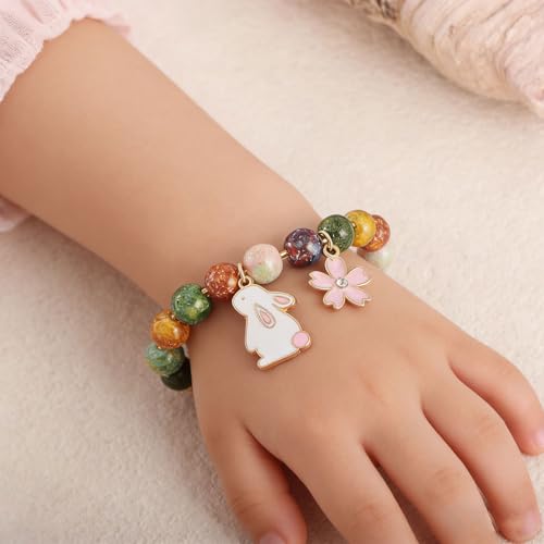 Image of enasal Easter Basket Stuffers for Teens Girls, Nature Stone Easter Gifts Cross Bracelet, Christian Gifts Inspirational Jewelry
