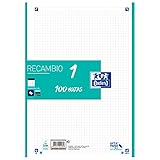 Marca: Oxford Recambio color oxford din a4 100 hojas 90 gr cuadro 5 mm 4 taladros menta.