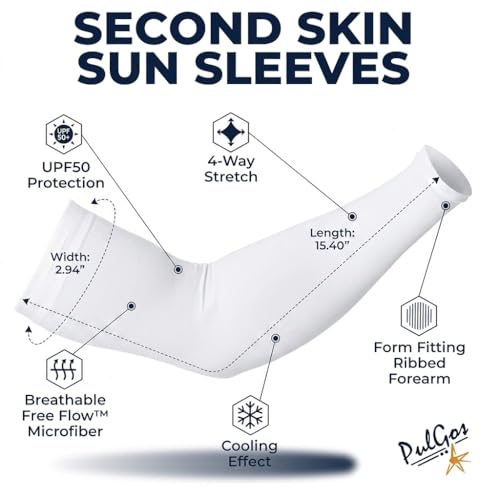 Image of PulGos UV Protection Arm Sleeves with Thumb Holes, Nylon Sun Protection Hand Cover for Running and Cycling, Unisex