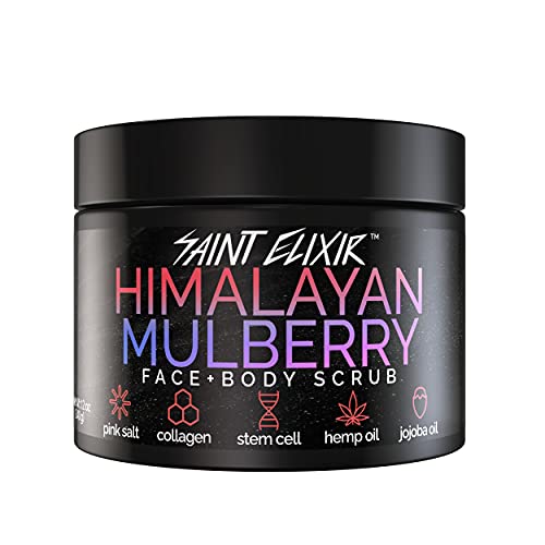SAINT ELIXIR Himalayan Salt Scrub with Mulberry, Collagen, Apple Stem Cell, Hemp Seed Oil, Jojoba Oil Exfoliating Face S