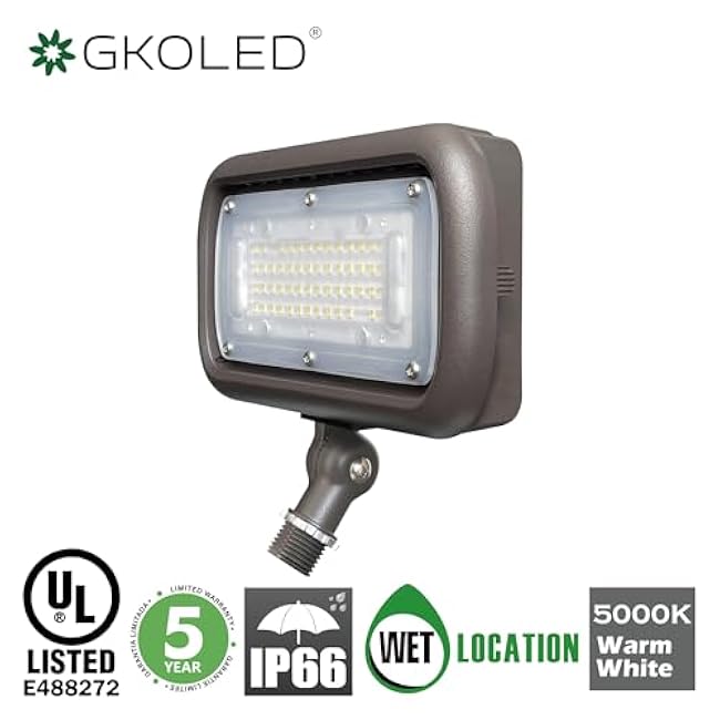 GKOLED 45W LED Flood Lights Daylight White Outdoor Security