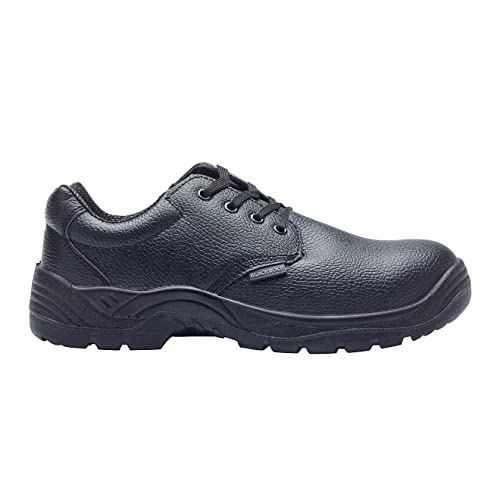 Blackrock Gibson S1-P Lightweight Uniform Safety Shoe, Anti Static Black Leather Shoe with Steel Toe Cap and Protective Steel Midsole, Work Shoes Ideal for Staff Uniform, Managers, Size 10 /EU 44