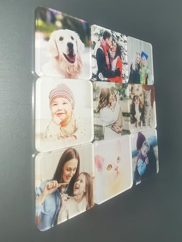 Image of Custom Fridge Magnets, Personalized Photo Magnets for Refrigerator, Home Decoration Picture Magnet Stickers for Office and Kitchen, Door(9 PCs)