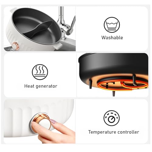 ARTSIM Hot Pot, Automatic Power Cut-Off Electric Hot Pot Electric Pot Ideal for Family Gatherings (with 2 Leaky Nets),white - Image 6