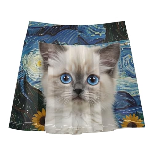 2 in 1 Athletic Shorts Girls Skorts Toddler Tennis Skirts Butterfly Cute Ragdoll Starry Night Cat 4t2