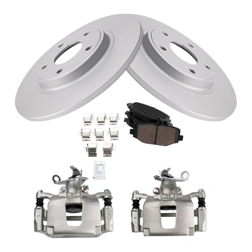 Image of TRQ Rear Brake Pad and Rotor Set Ceramic G Coated Rotors Calipers