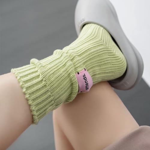 Image of Benefeet Sox Crew Socks for Women Retro Cotton Ribbed Knit Casual Socks Solid Color Athletic Sock