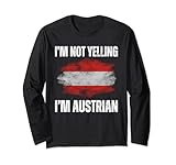 Photo Gallery bandiera austriaca vintage con scritta "i m not yelling im austria" maglia a manica Photo Gallery bandiera austriaca vintage con scritta "i m not yelling im austria" maglia a manica