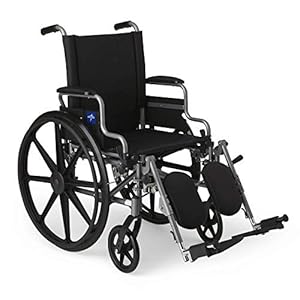 Medline Lightweight Wheelchair for Adults With Swing-Back, Desk-Length Arms, Elevating Leg Rests; 18W” x 16″D Seat