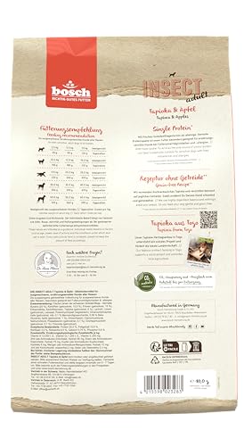 HPC Insect Adult Tapioka und Äpfel | Hundetrockenfutter Für Ausgewachsene Hunde Aller Rassen | Single Protein Grain-Free | 1 x 10 Kg