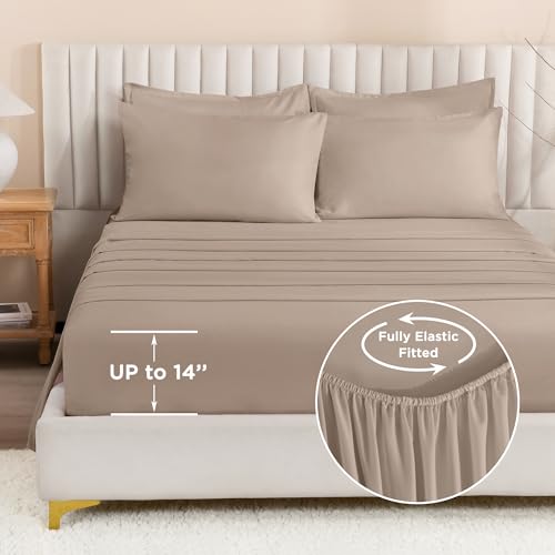 Image of Litanika Full Size Comforter Sets Light Coffee - 7 Pieces Bed in a Bag Beddding Sets, Solid Lightweight Bed Set with Comforter, Sheets, Pillowcases & Shams