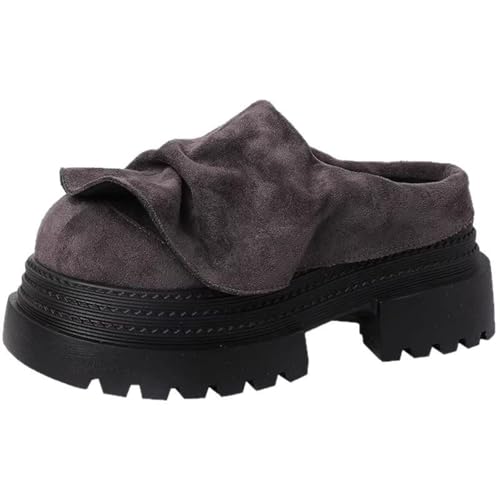 Suede Platform Shoes Clogs Minimalist Ruched Block Hight Boosting Stylish 2.75-Inch Lift Shoes for Everyday Wear โ Comfortable & Versatile Elevated Footwear