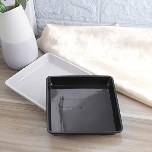 Yardwe 10 Pcs Square Plastic Plant Saucer Tray Plant Pot Saucer Flower Pot Tray For Garden Potted Water Drips And Soil 5.9 X 5.9 X 1.1 Inch (Black) #TOP7
